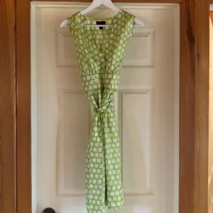 Green and white geometric dress